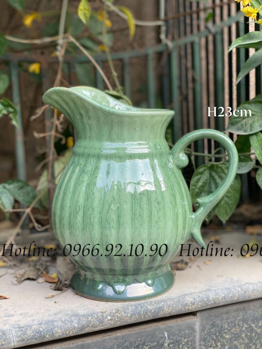 Lọ bình sữa men thiên thanh 23cm sang trọng quà tặng gốm sứ 