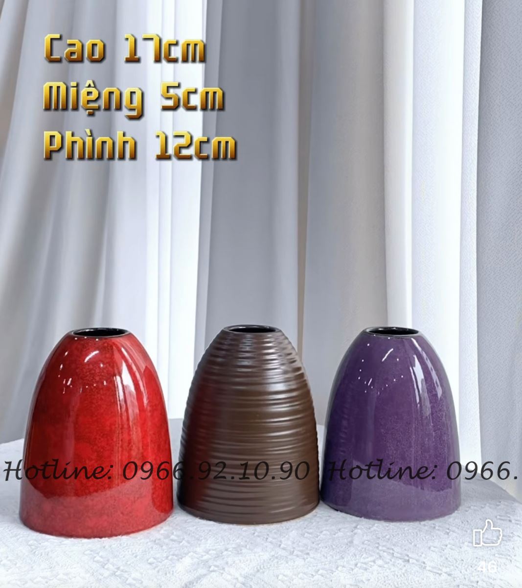 Lọ gốm dáng chuông men hỏa biến H17cm đẹp cho bàn 