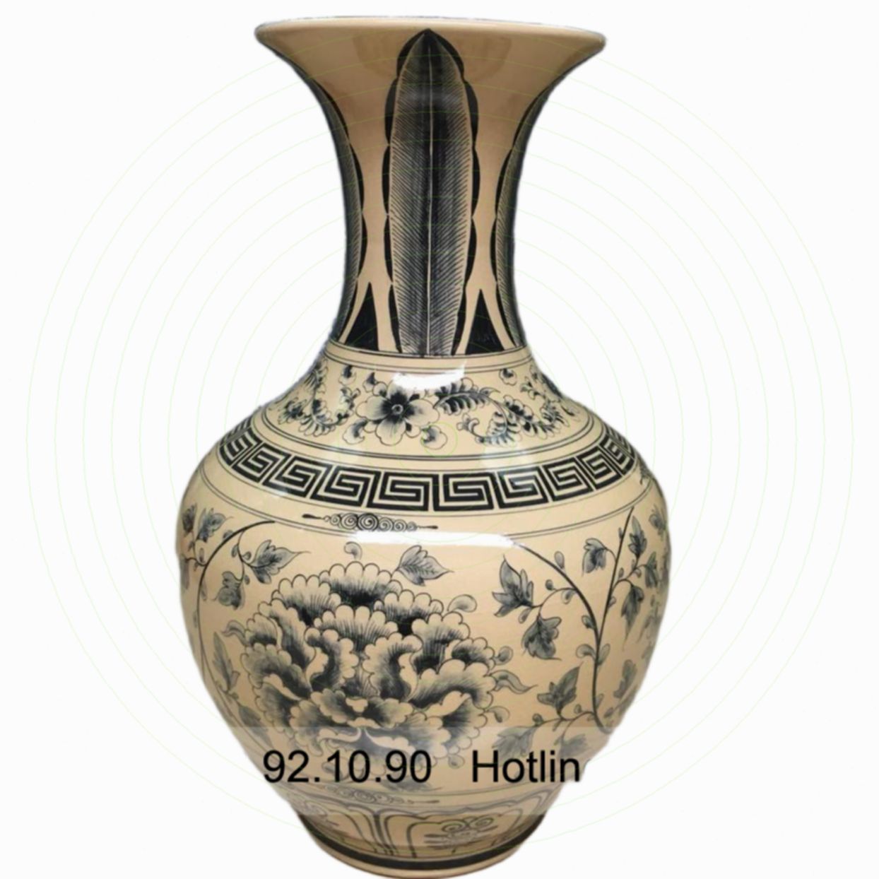 Lọ tỏi men rạn vàng size đại H65cm D48cm hoa dây độc đáo sang trọng 