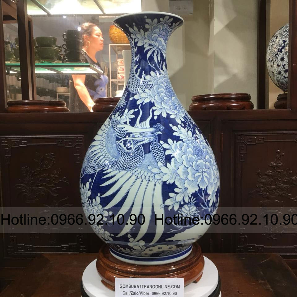 lọ tỳ bà men lam cổ H55cm D30cm gốm sứ Bát Tràng trang trí sang trọng lọ tỳ bà men lam cổ H55cm D30cm gốm sứ Bát Tràng trang trí sang trọng