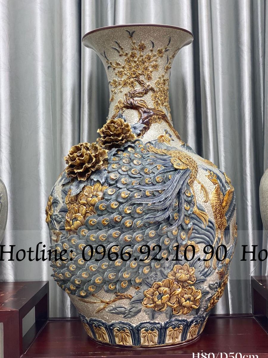 Tỏi Đại Công Bát Tràng Men Rạn Cao Cấp Trang Trí Phong Thủy H80cm D50cm