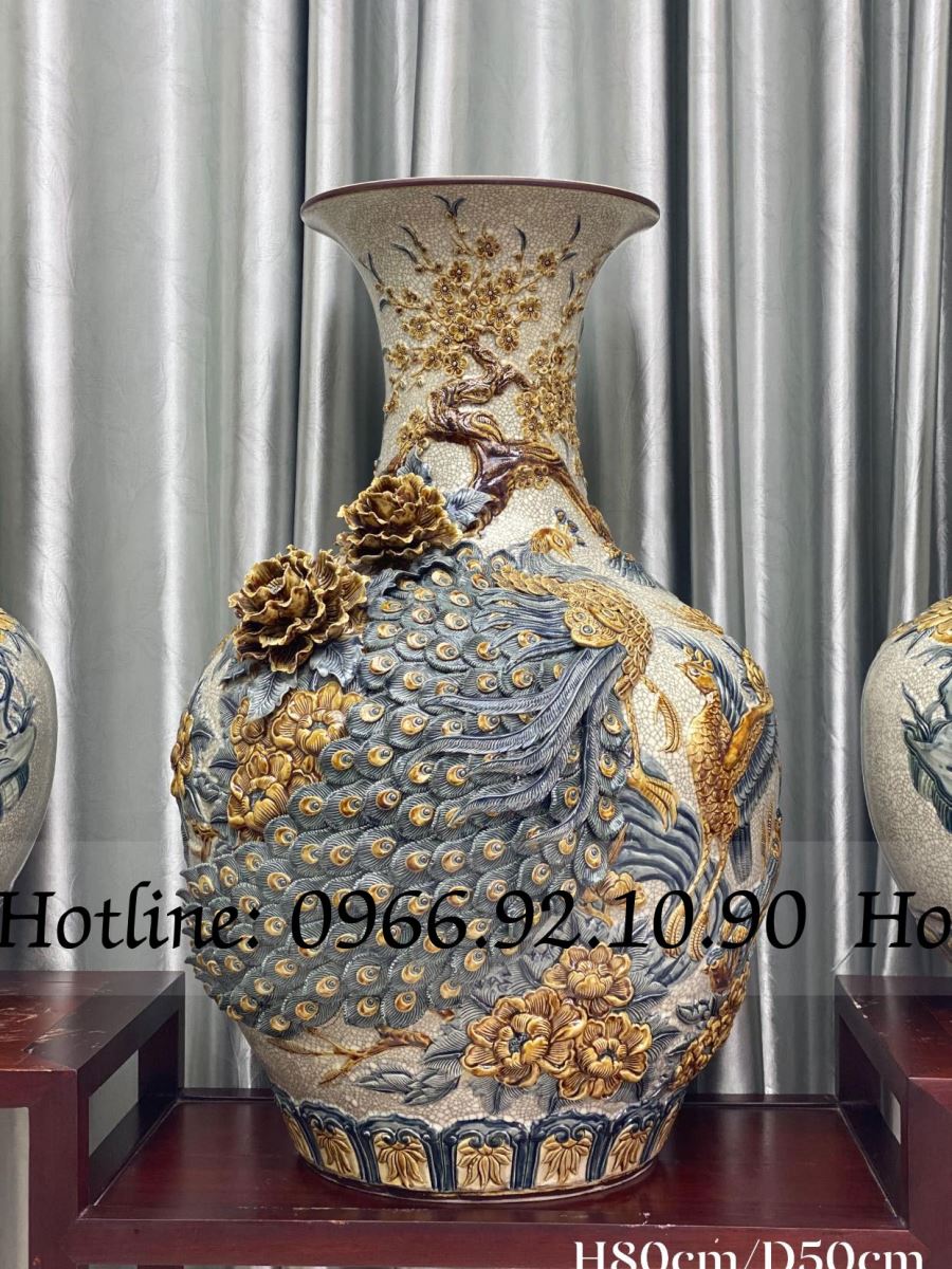 Tỏi Đại Công Bát Tràng Men Rạn Cao Cấp Trang Trí Phong Thủy H80cm D50cm