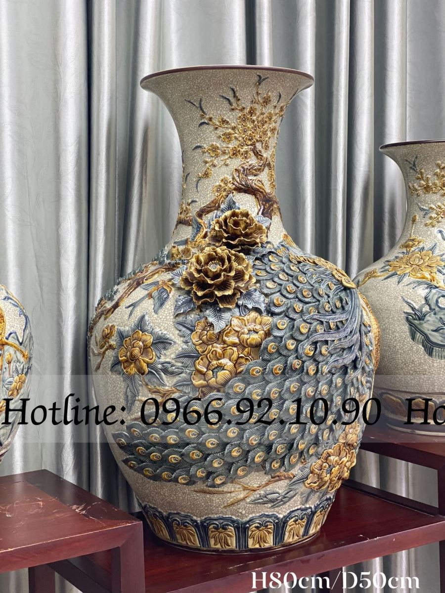 Tỏi Đại Công Bát Tràng Men Rạn Cao Cấp Trang Trí Phong Thủy H80cm D50cm