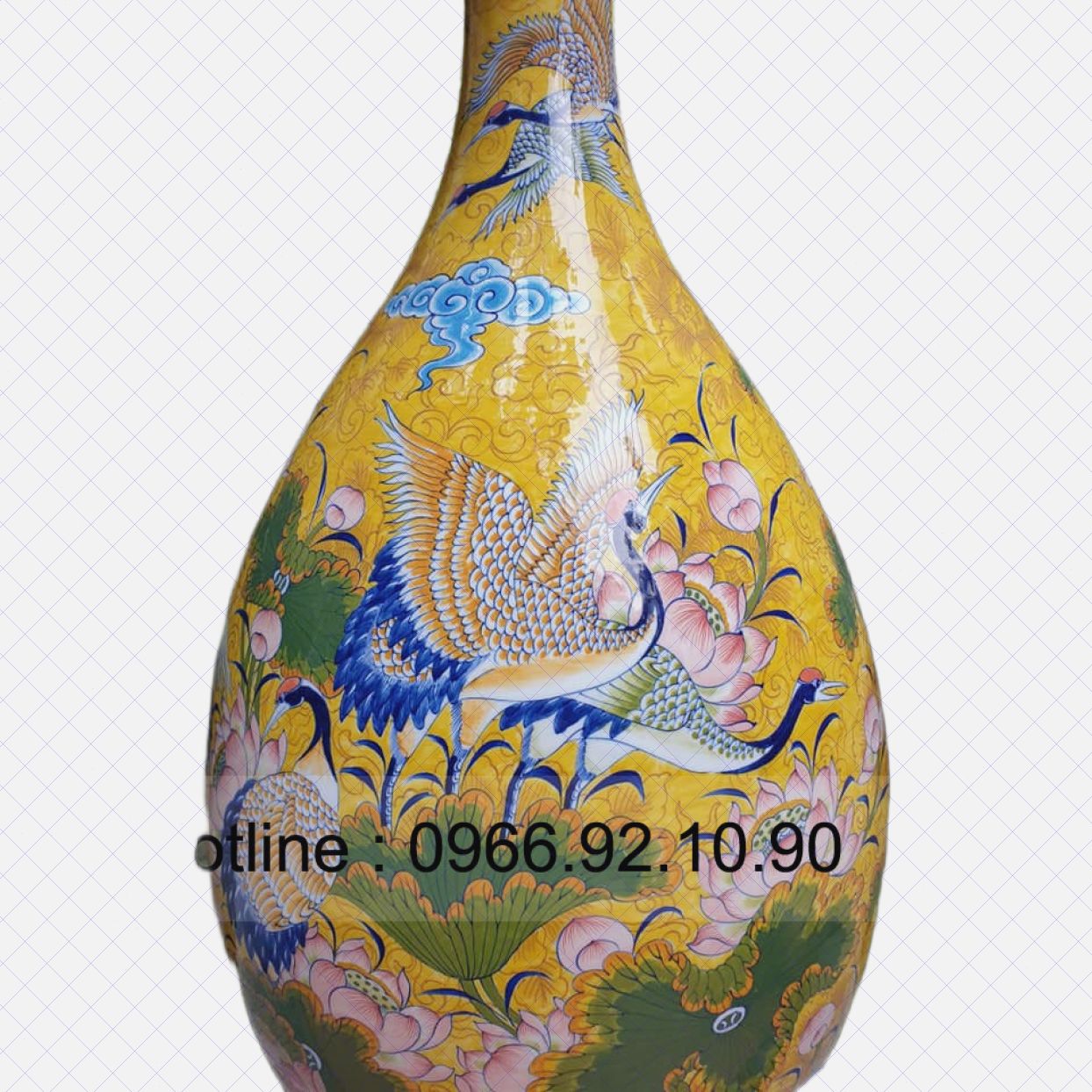 Tỳ bà Sen Hạc băng nên vàng cao cấp quà tặng phong thủy may mắn 