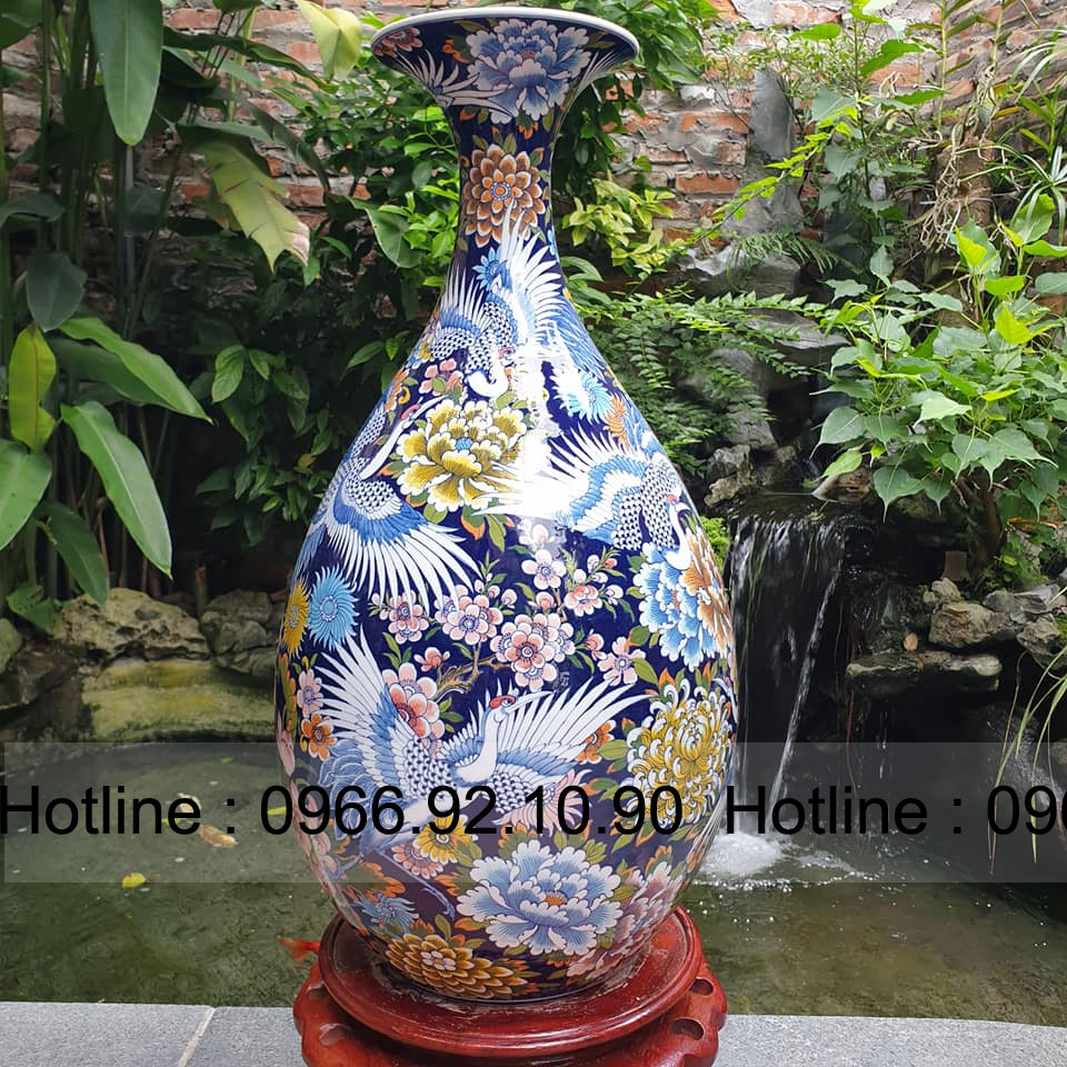 Tỳ bà Phú Quý Trường Thọ băng xanh đẹp sang trọng Bát Tràng