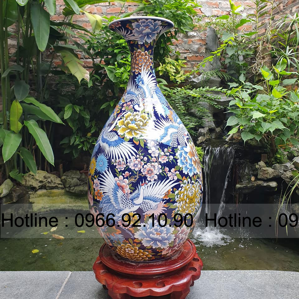 Tỳ bà Phú Quý Trường Thọ băng xanh đẹp sang trọng Bát Tràng 