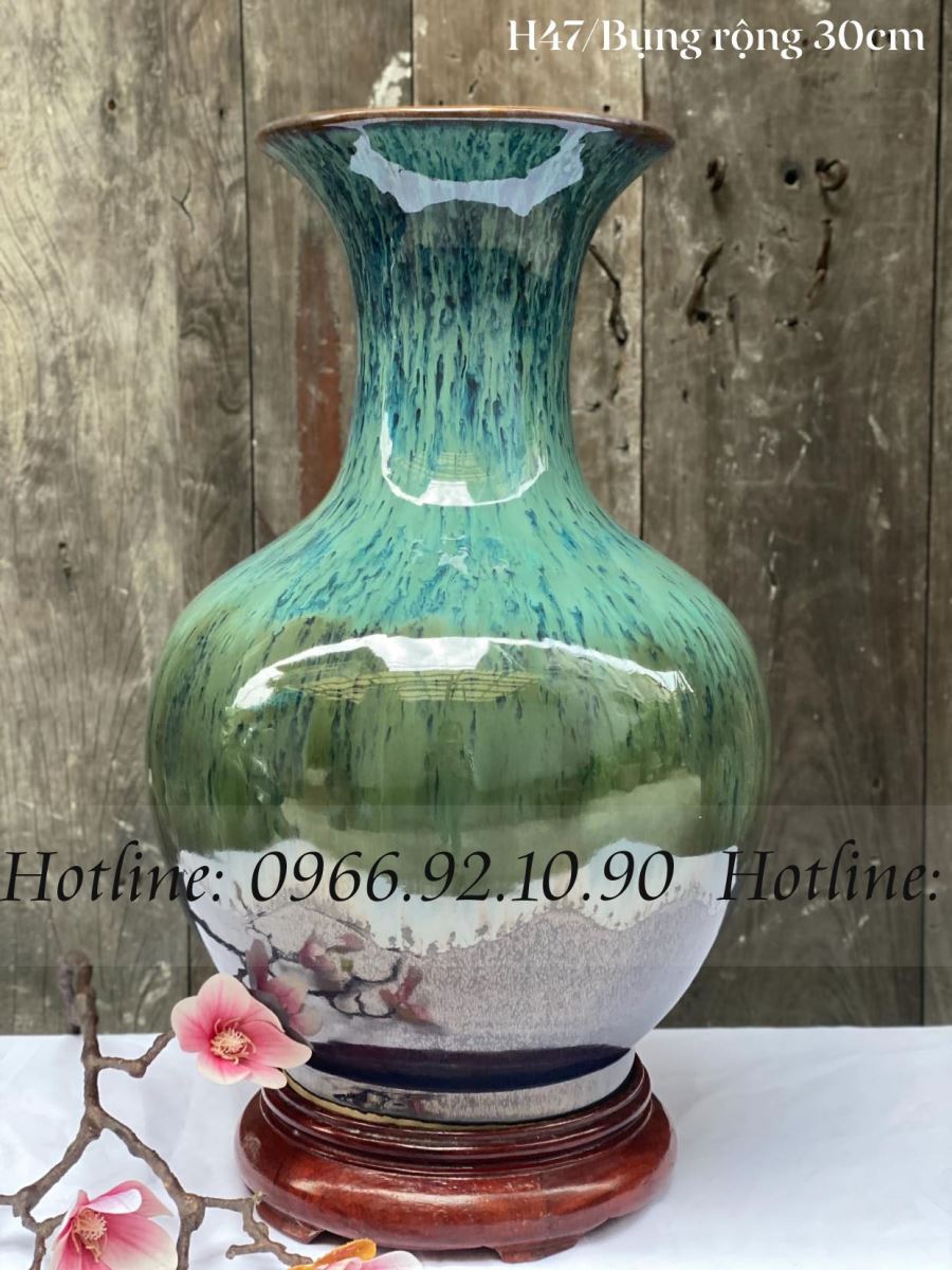 Lọ tỏi Bát Tràng men hỏa biến 47cm đẹp độc đáo giá tốt