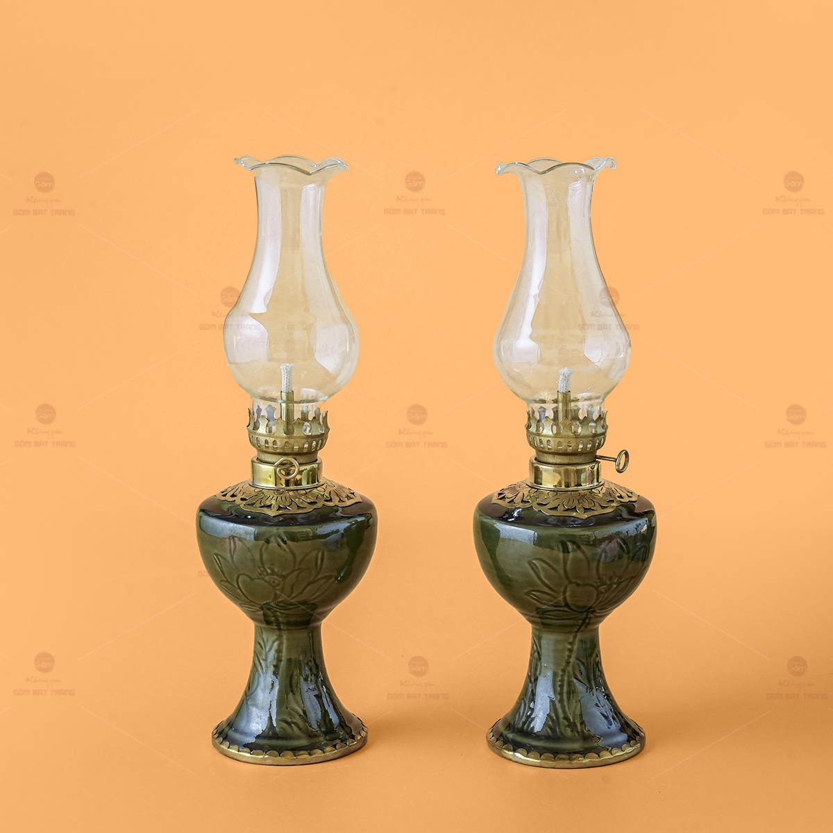 Đèn Dầu Thờ Đồng Hoa Sen Gốm Sứ Cao Cấp Tài Lộc Phong Thuỷ 