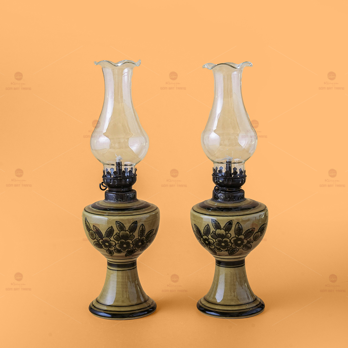Đèn dầu thờ gốm sứ Hoa Mai sang trọng Đèn thắp sáng bàn thờ cao cấp 
