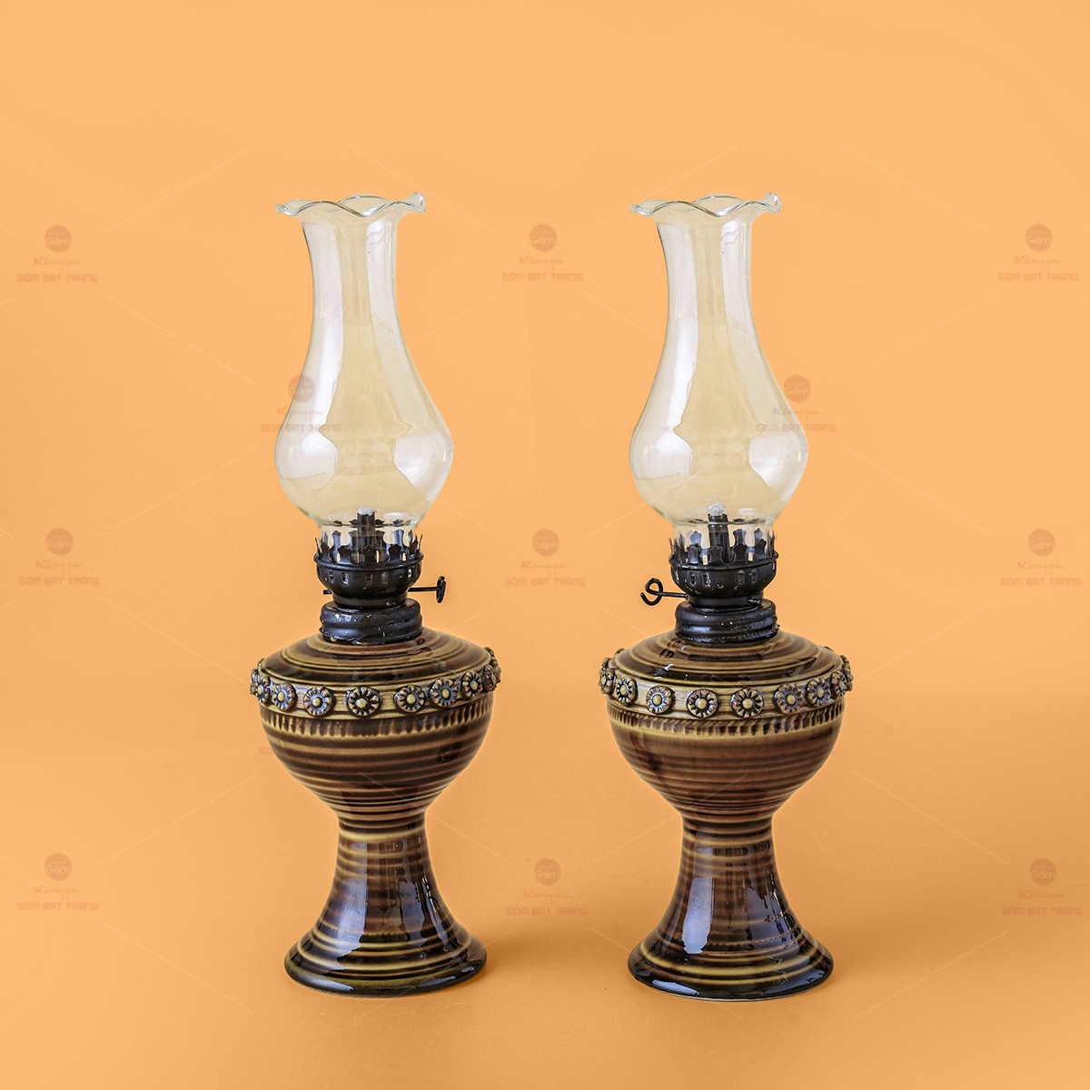 Đèn Dầu Thờ Thổ Cẩm Hoa Nổi Gốm Sứ Cao Cấp Tài Lộc 