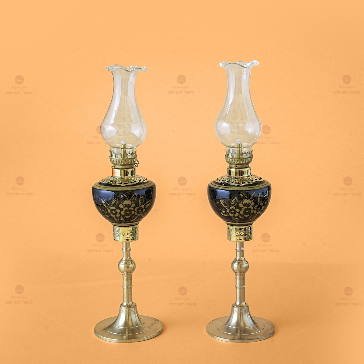 Đèn Dầu Thờ Chân Đồng Hoa Mai Đẹp Cao Cấp Lộc Tài 