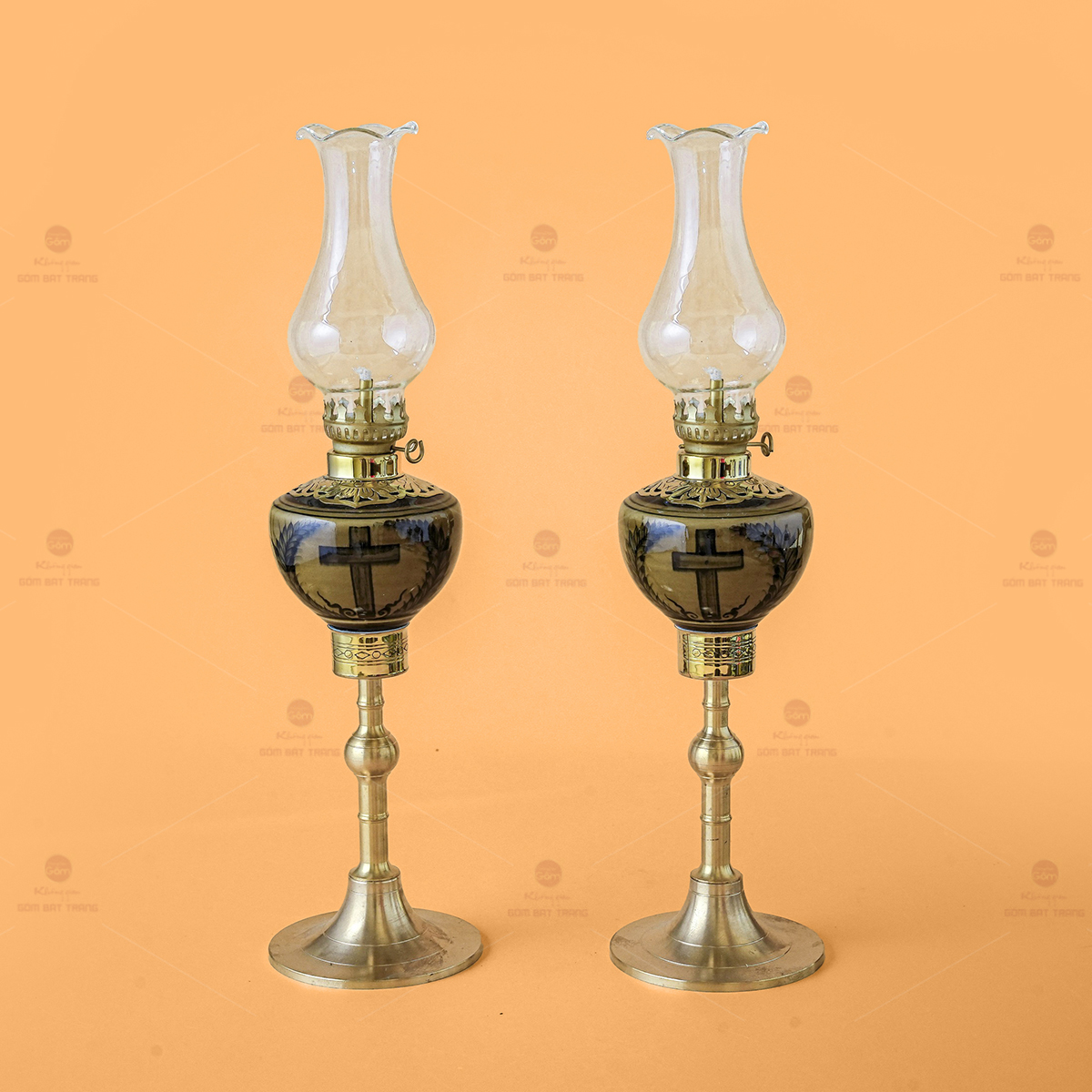 Đèn Dầu Thờ Chân Đồng Thánh Giá Cao Cấp Tài Lộc 