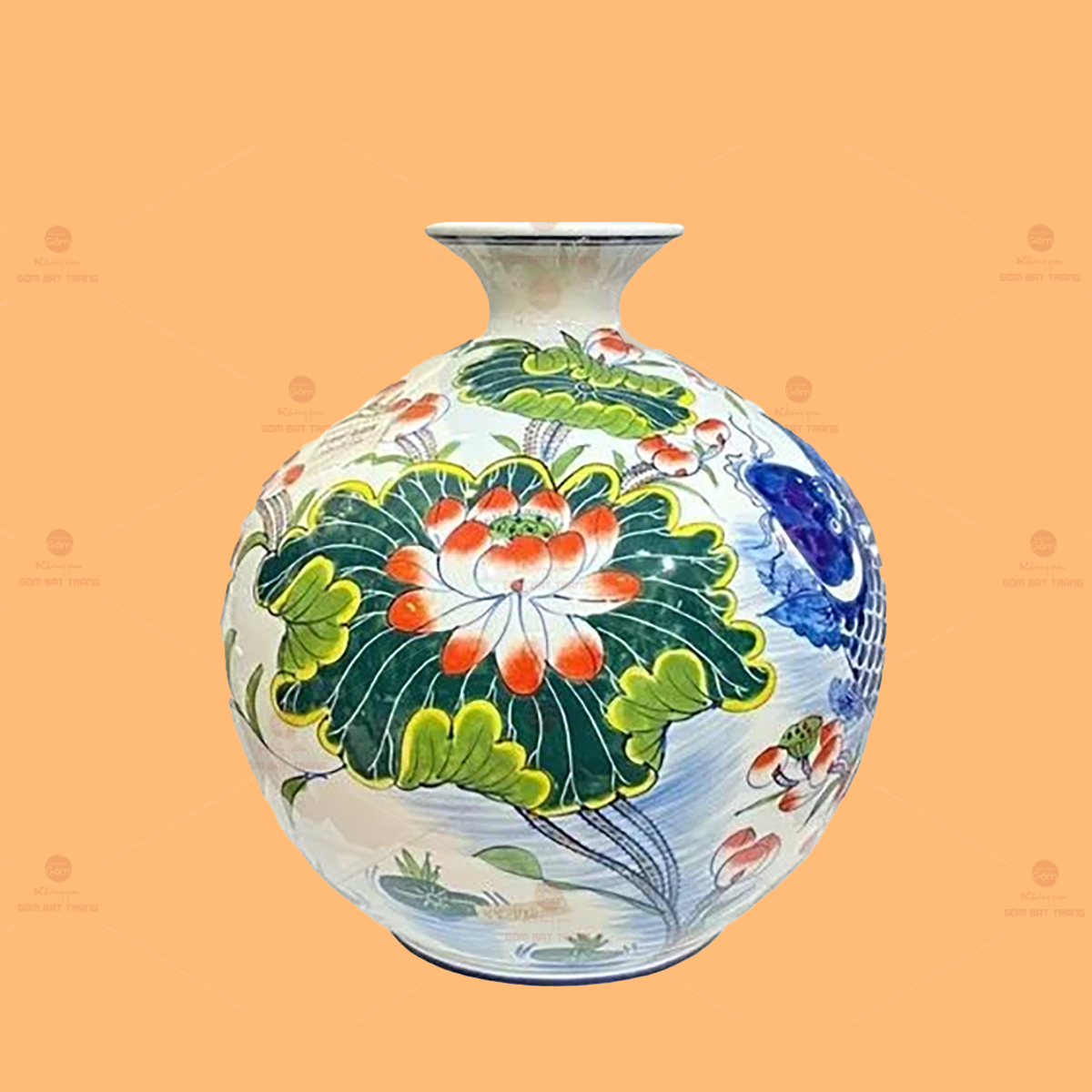 Quả Hút Lộc Cá Chép Hoa Sen Men Trắng Quà Tặng Phong Thủy 