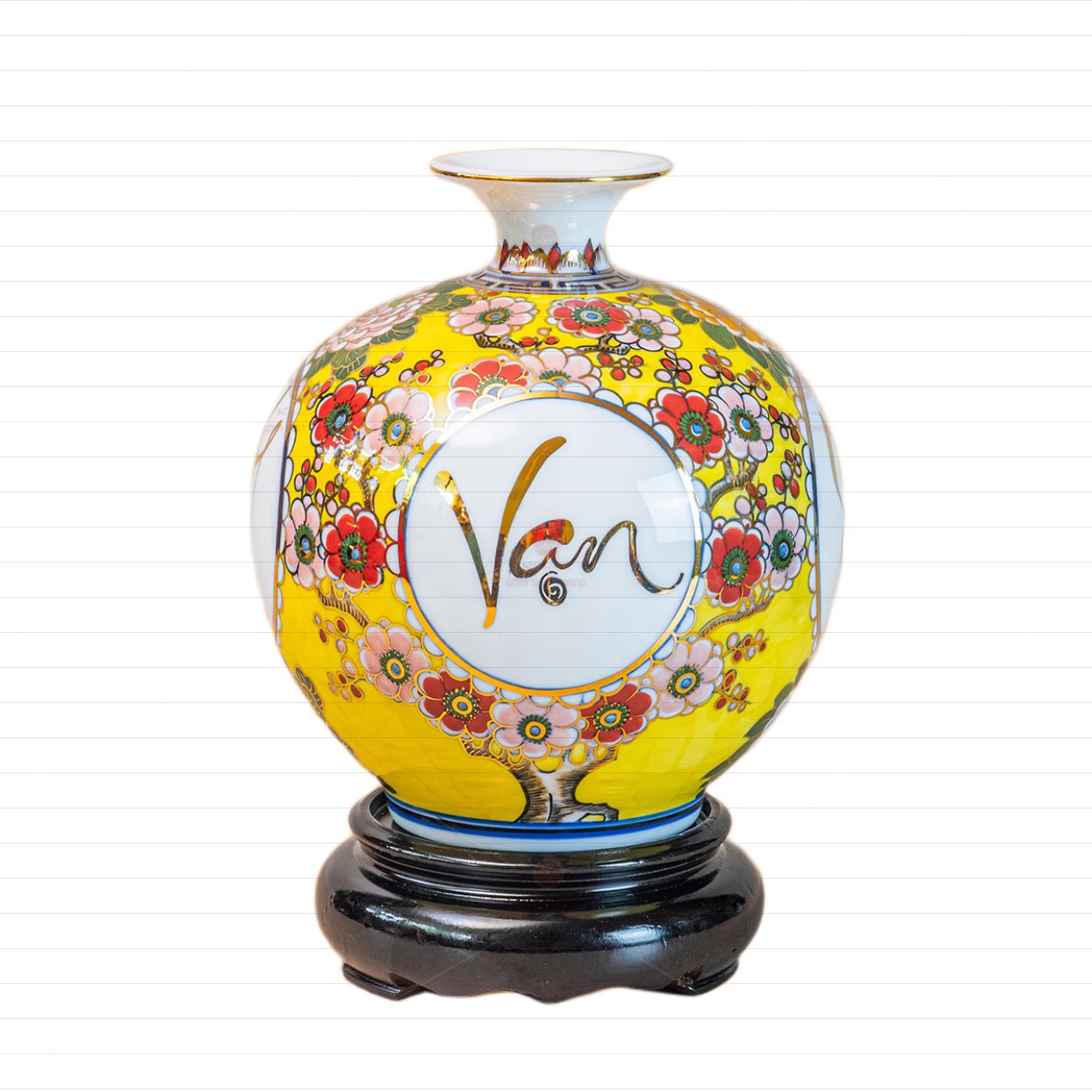 Quả Hút Lộc Gốm Sứ Vẽ Vàng Phú Quý Tân Gia Khai Trương 