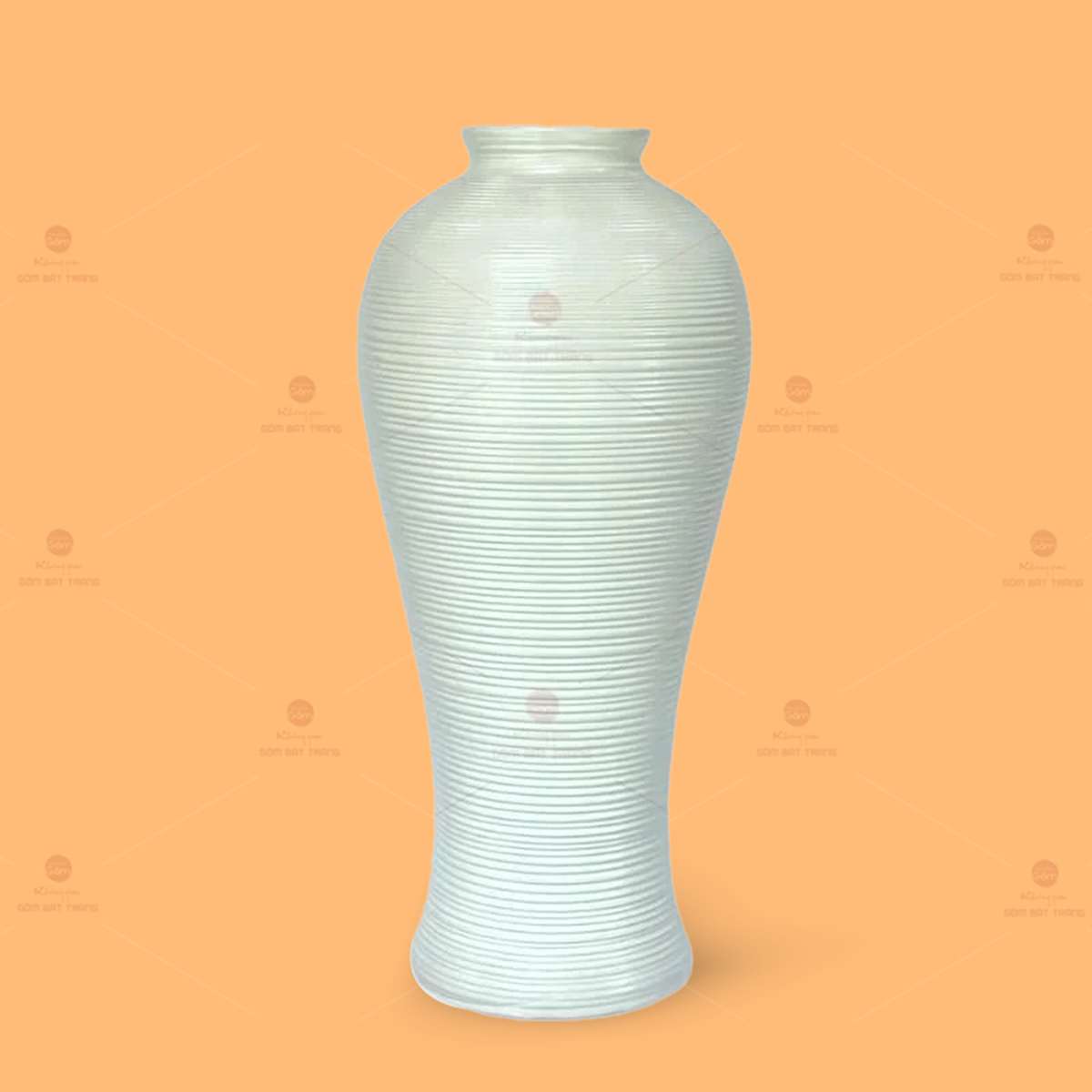 Lọ hoa chân đèn men vân ganh trắng tinh xảo - Quà tặng độc đáo 