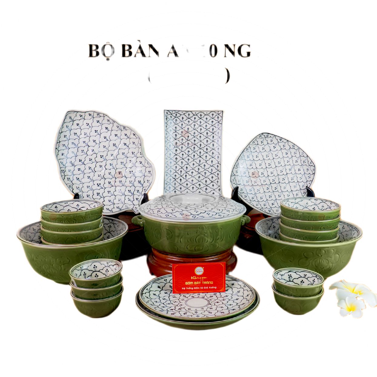 Bộ bàn ăn 10 người 23 món men xanh ngọc cao cấp giá tốt 