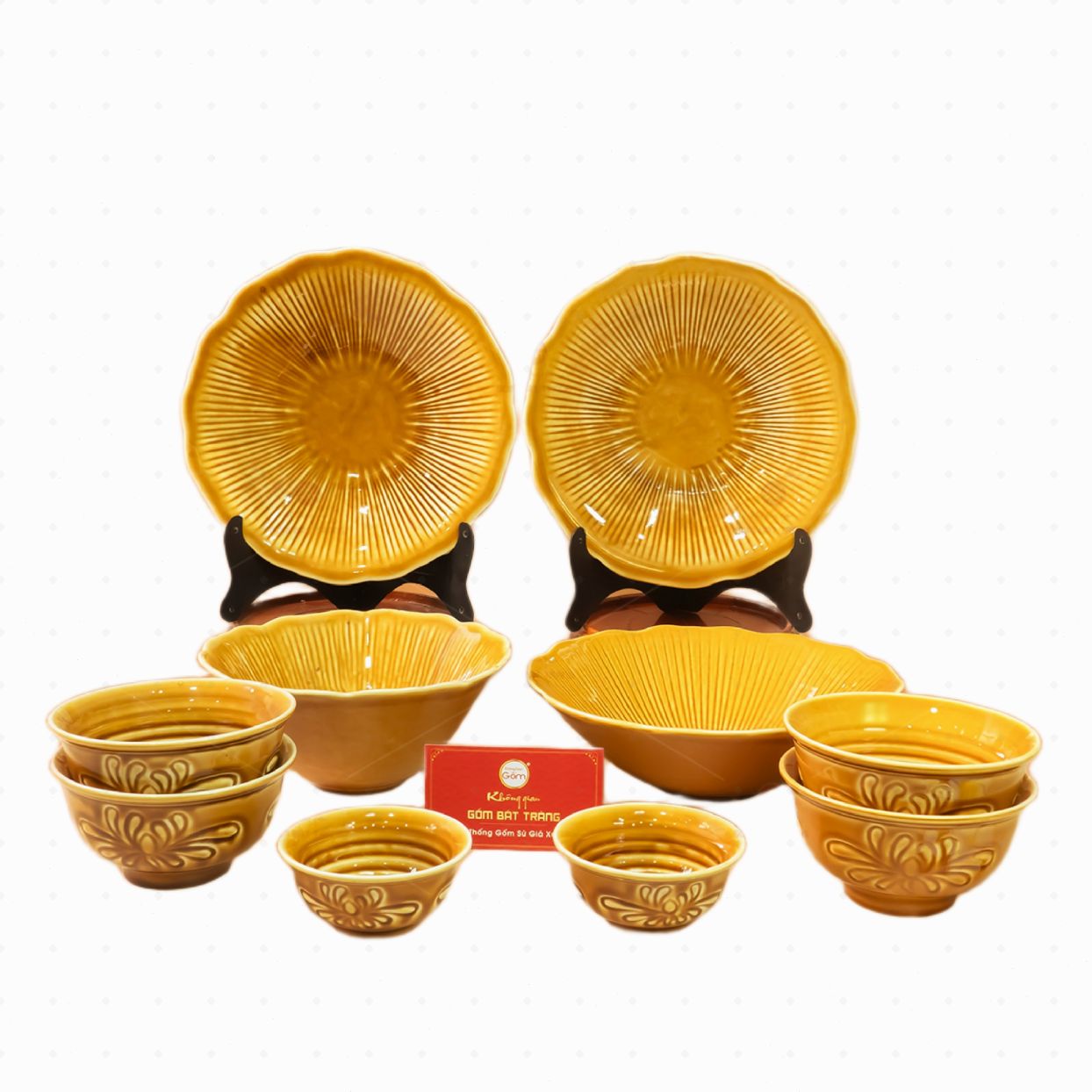Bộ Bàn Ăn Men Nâu Vân Sen 10 Món Cho 4 Người Giá Tốt 