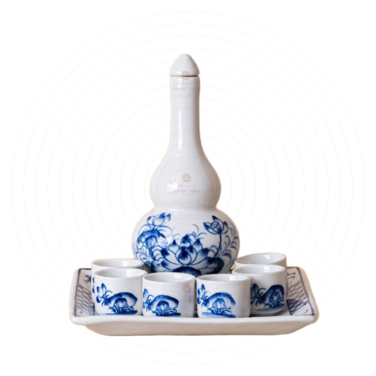 Bộ Nậm Rượu Hoa Sen Xanh Độc Đáo Quà Tặng Sang Trọng 