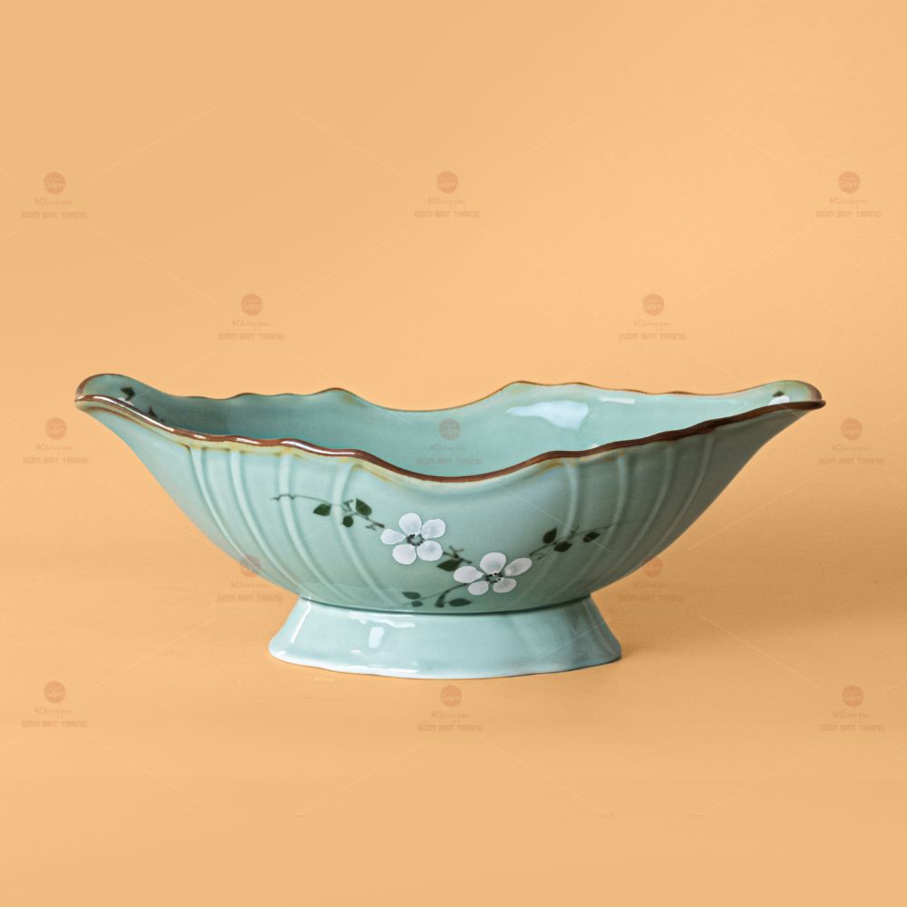Bát Đựng Gà Xanh Đào Trắng Sứ Cao Cấp Bát Tràng đẹp tiện dụng 