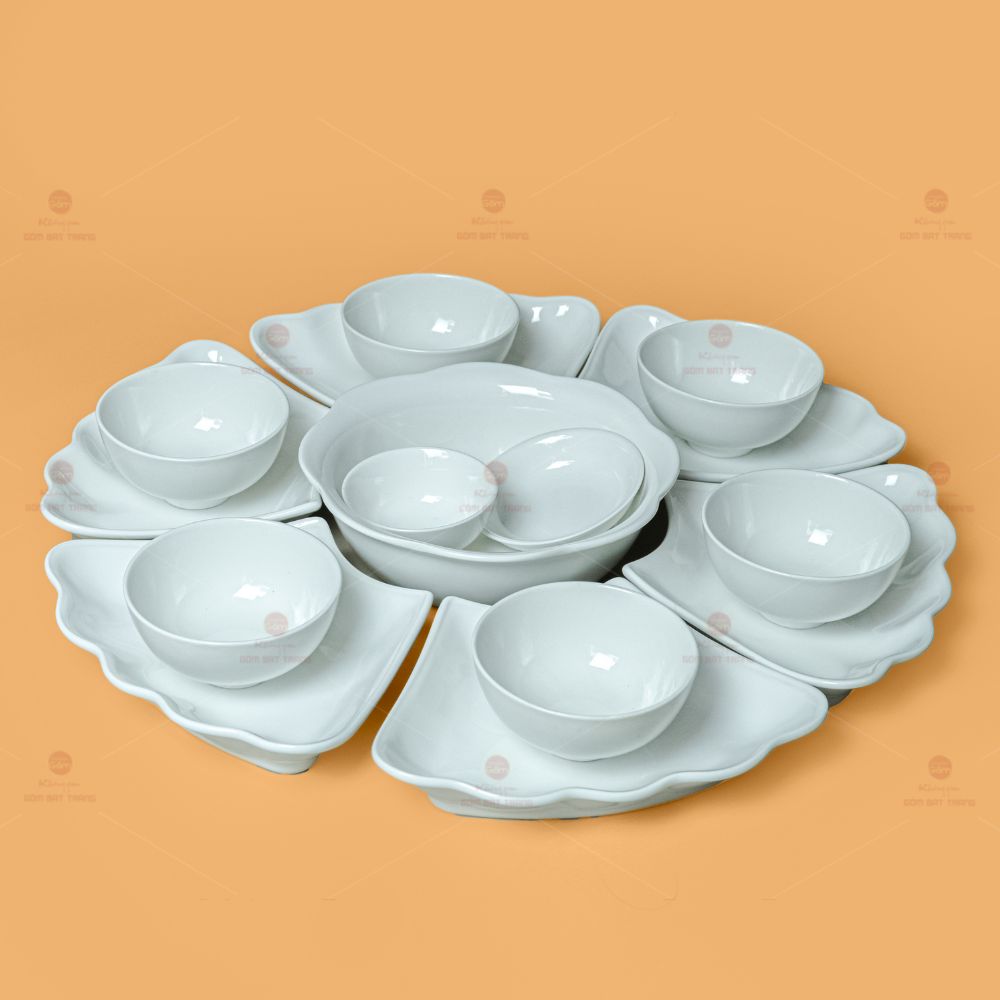 Bộ bát đĩa Minh Châu trắng sang trọng chất lượng cao giá tốt 