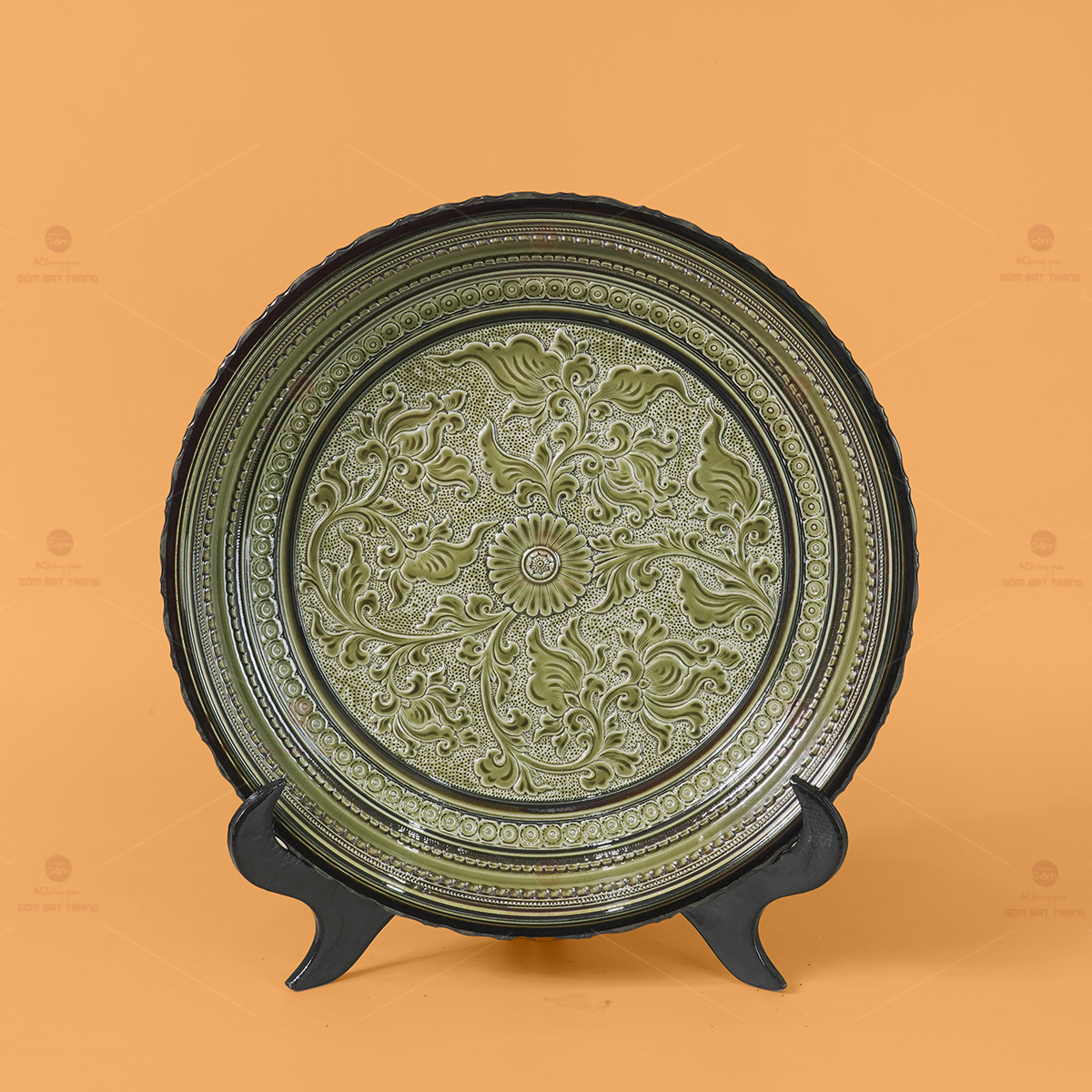 Đĩa Gốm Sứ Hoa Dây 35cm Trang Trí Sang Trọng Quà Tặng Bát Tràng 