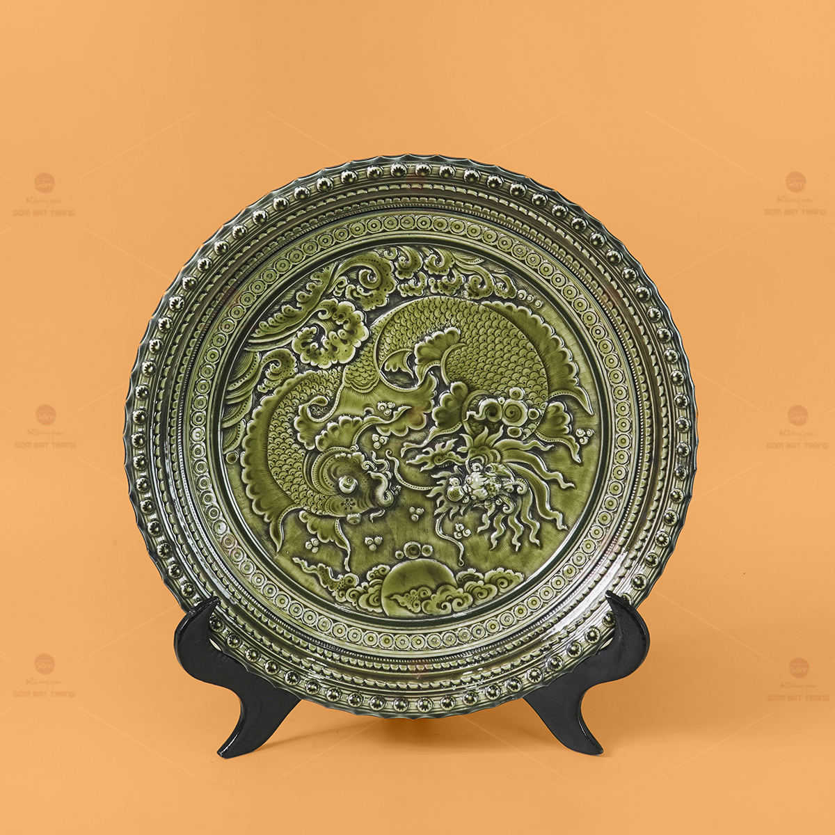 Đĩa Gốm Sứ Cá Chép Hóa Rồng 35cm Quà Tặng Trang Trí Sang 
