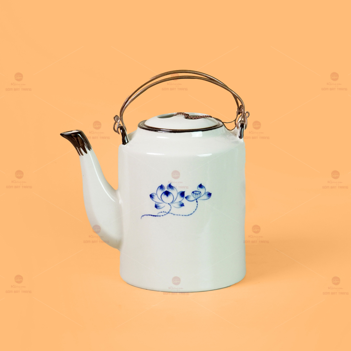 Ấm Gốm Bát Tràng Vẽ Hoa Sen Sang Trọng Quà Tặng Ý Nghĩa 