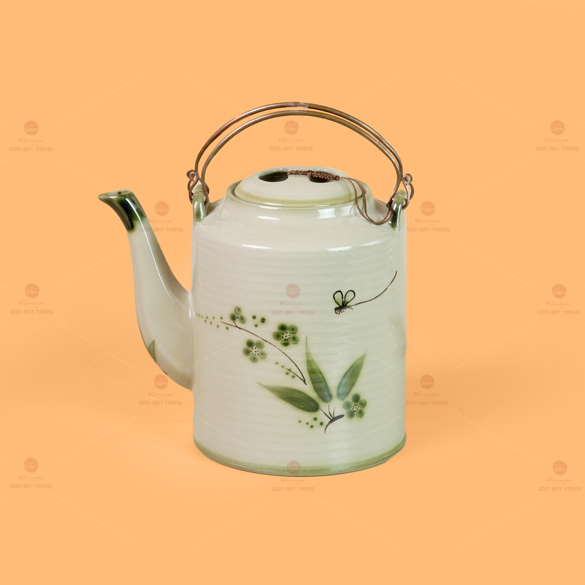 Ấm Tích Bát Tràng Vẽ Chuồn Trúc Gốm Sứ Cao Cấp Quà Tặng Sang 
