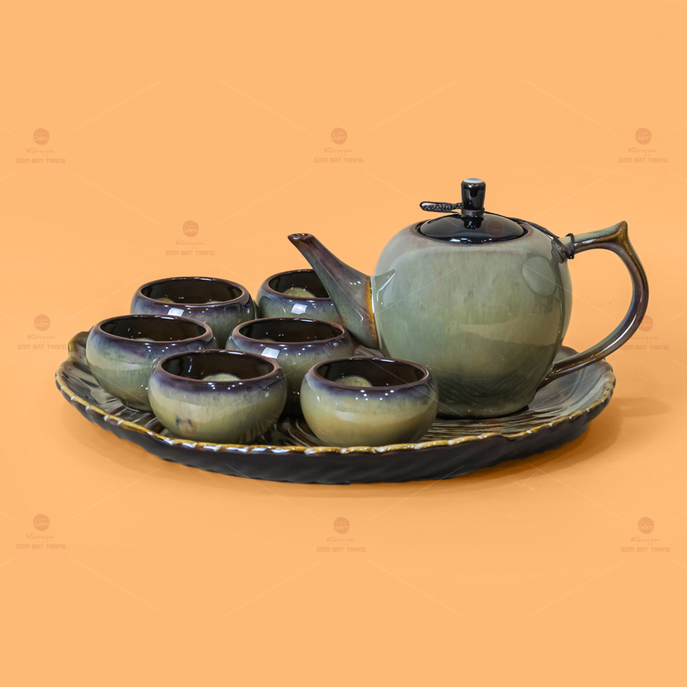 Bộ ấm trà đèn thần sang trọng đổi màu – Khay xoáy tiện lợi 