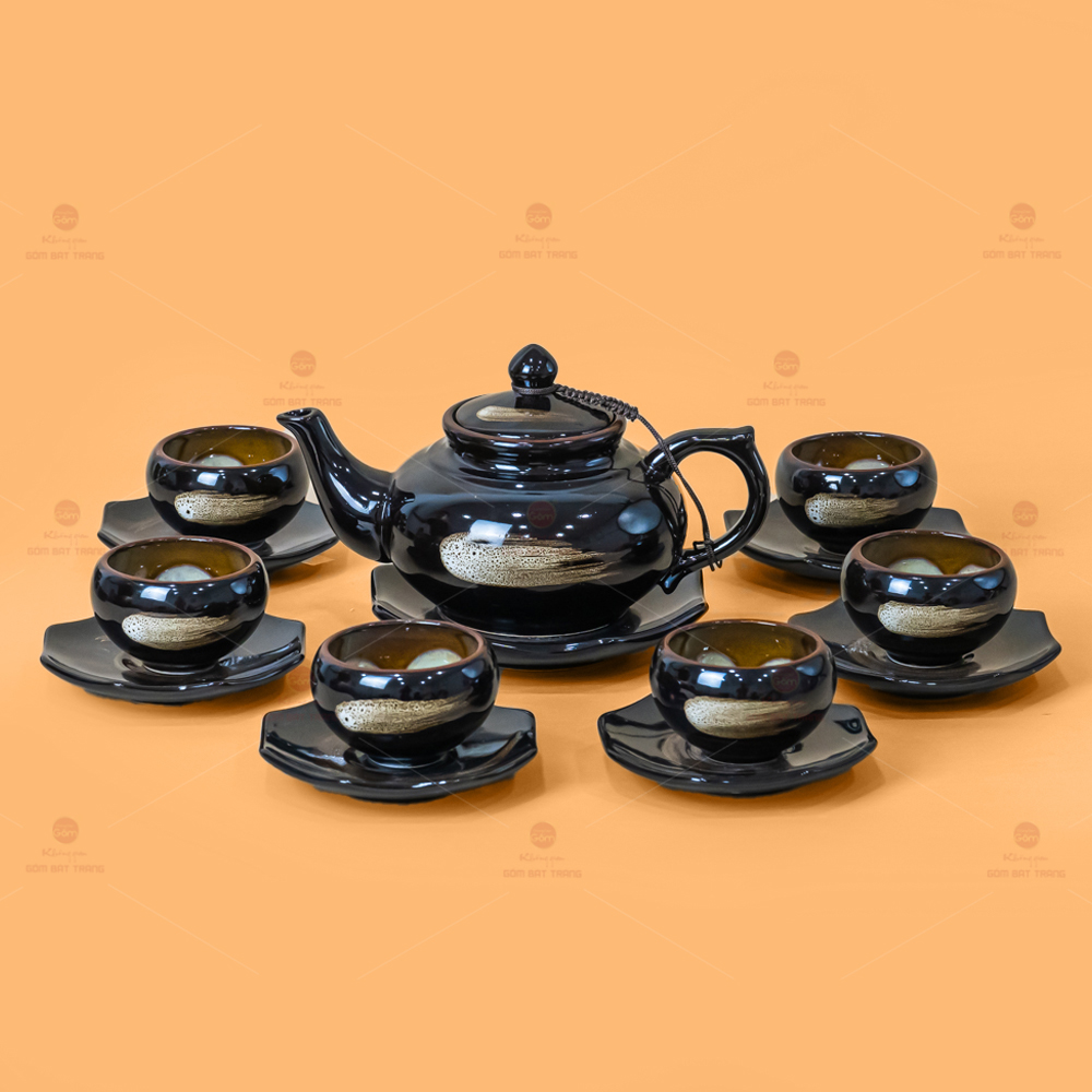 Bộ Ấm Trà Thiên Nga Men Hỏa Biến Đẹp Sang Trọng Quà Tặng 