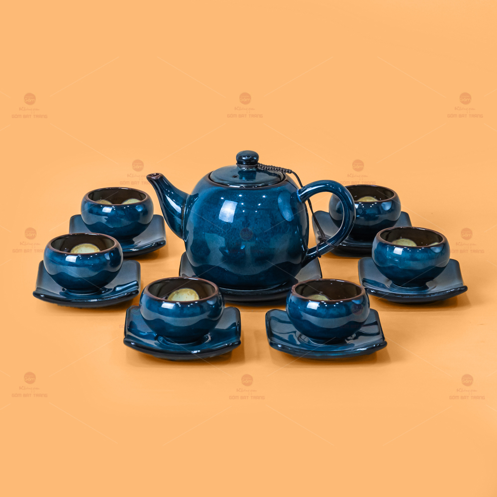 Bộ Ấm Trà Dưa Xanh Men Hỏa Biến Cao Cấp Đầy Đủ Phụ Kiện 