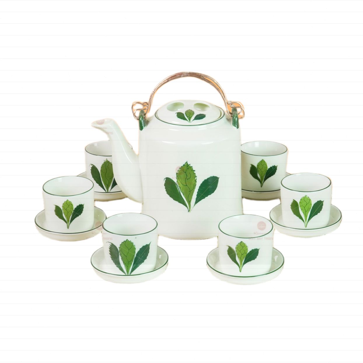 Bộ Ấm Tích Ngò Gai 1.5L Gốm Sứ Bát Tràng Quà Tặng Sang 