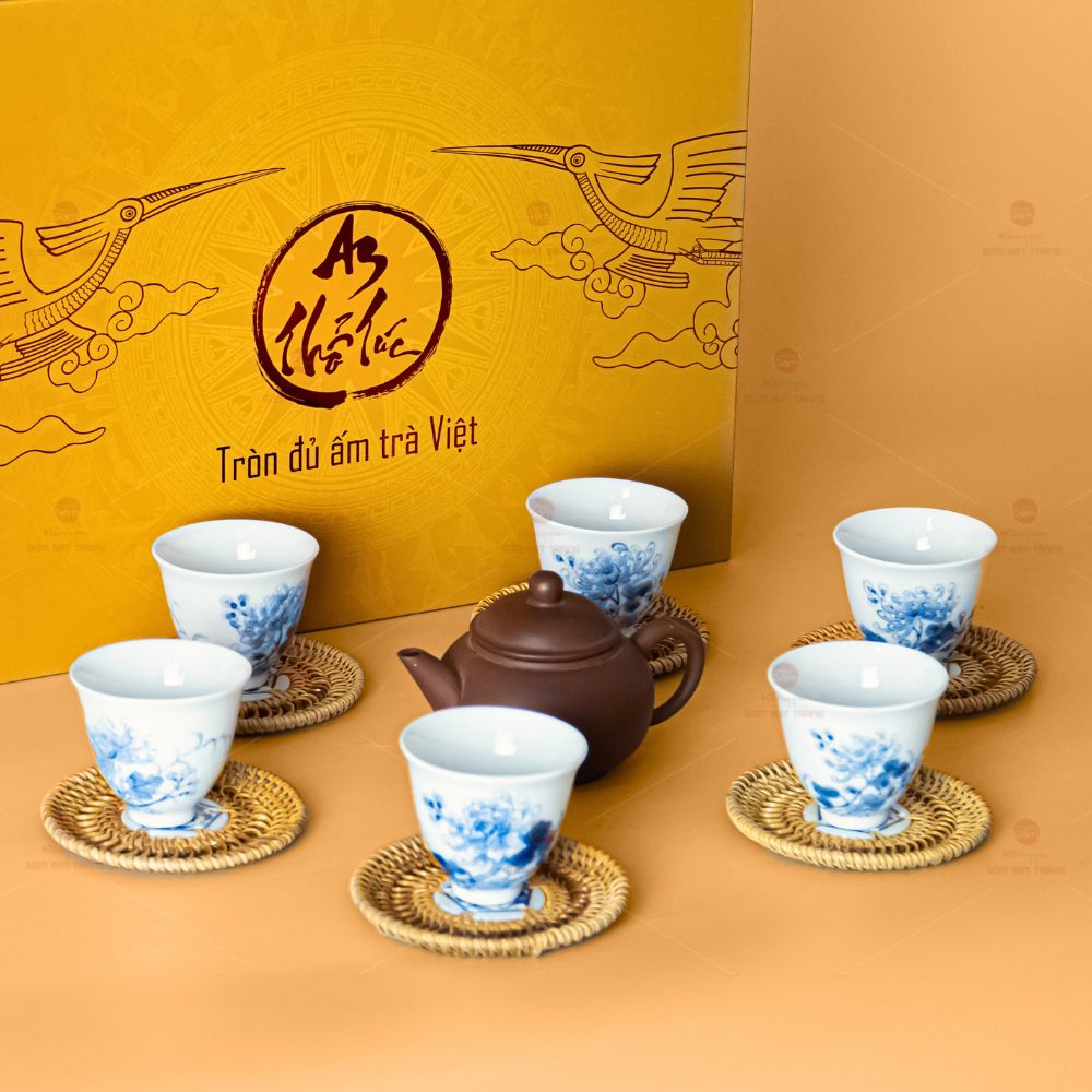 Ấm Chén An Thổ Túc Phi Lai Gốm Bát Tràng Quà Tặng Sang 