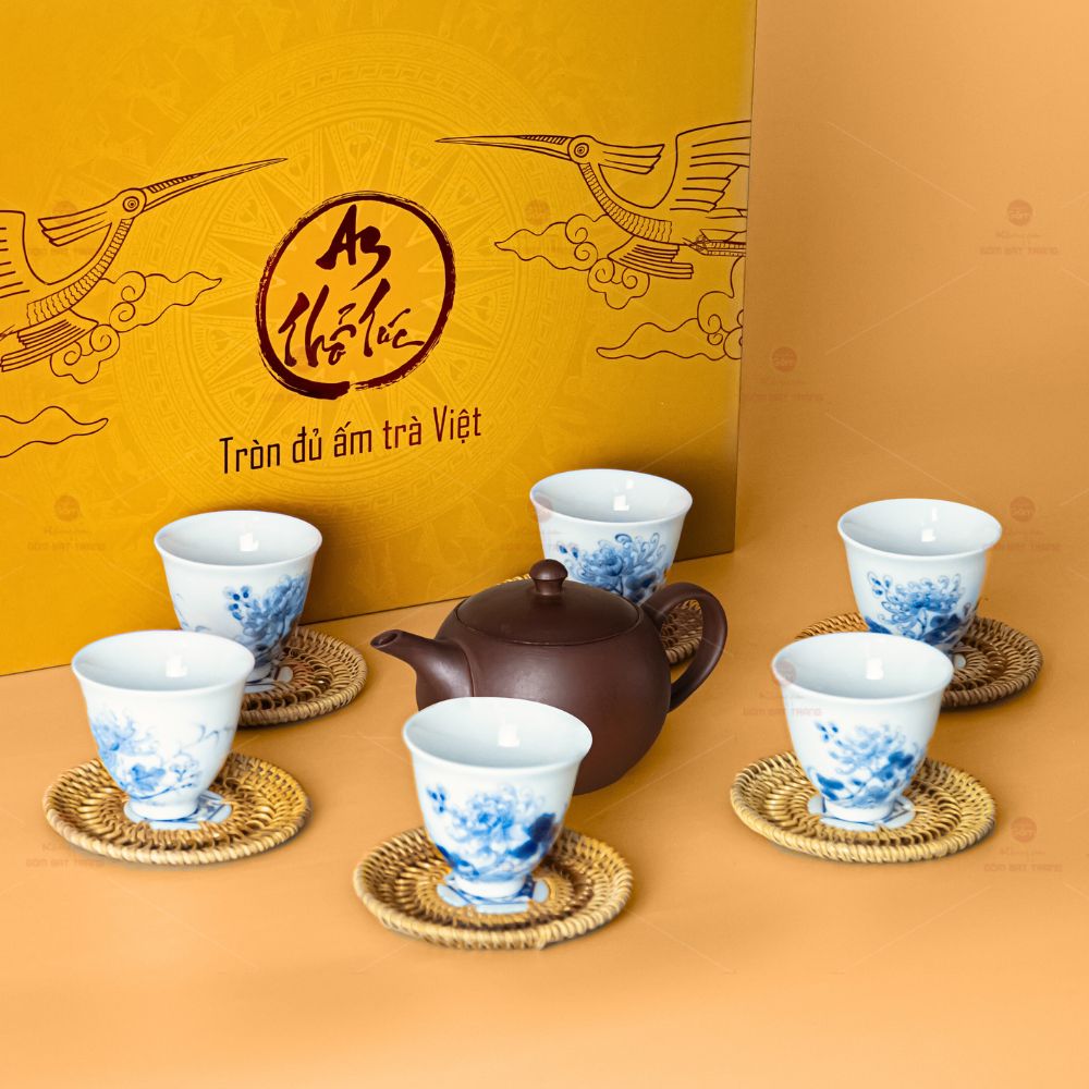 Bộ Ấm Chén An Thổ Túc Trăng Tròn Chén Sứ Quà Tặng Sang Trọng Tiện Dụng 