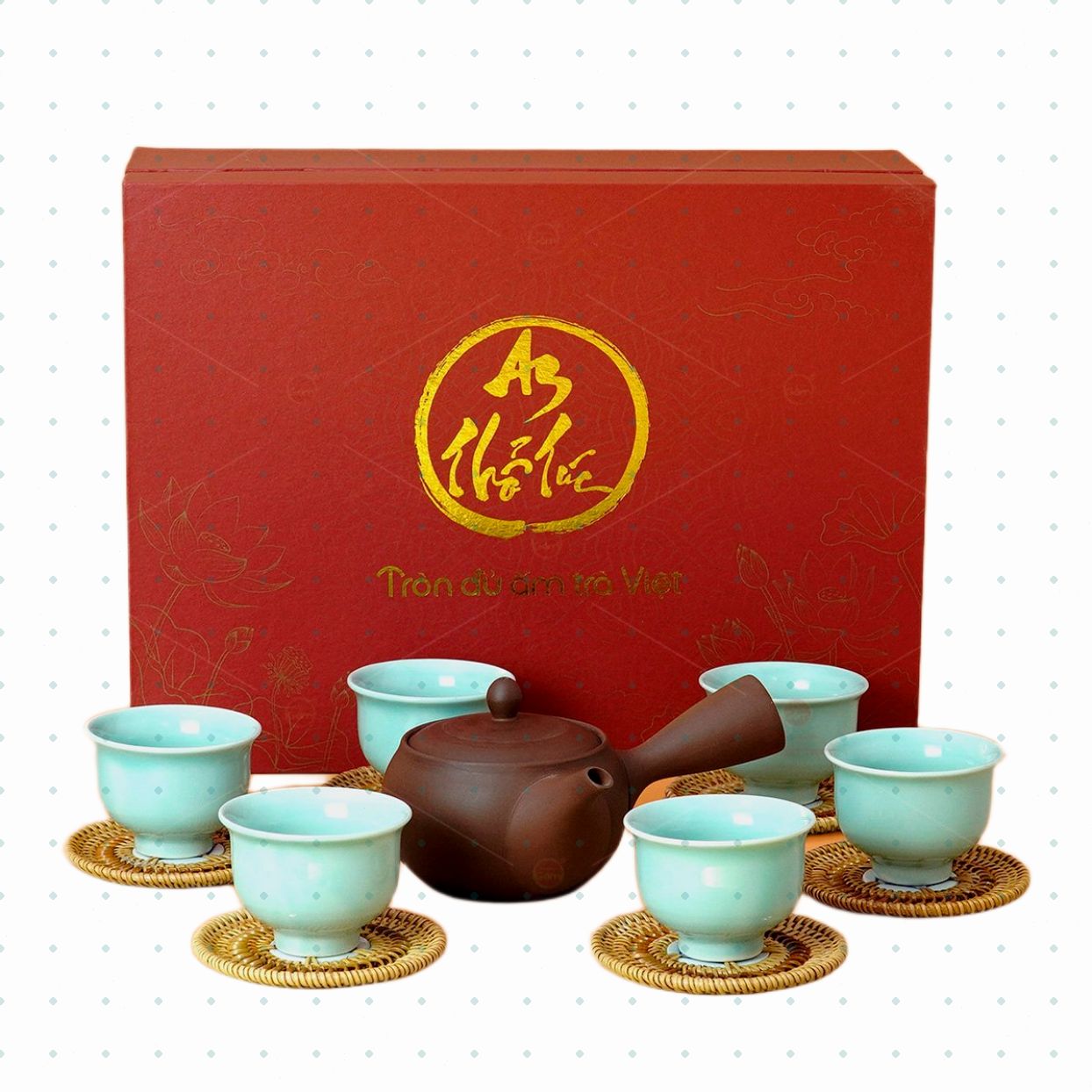 Bộ Ấm Chén An Thổ Túc Quai Ngang Men Tro Quà Tặng Sang Trọng 