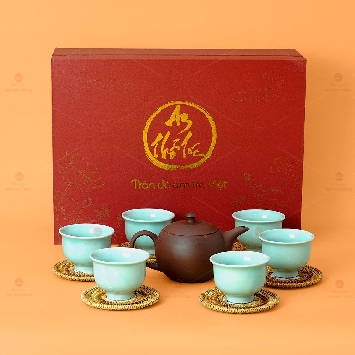 Bộ ấm chén men tro An Thổ Túc quà tặng trà đạo sang trọng 