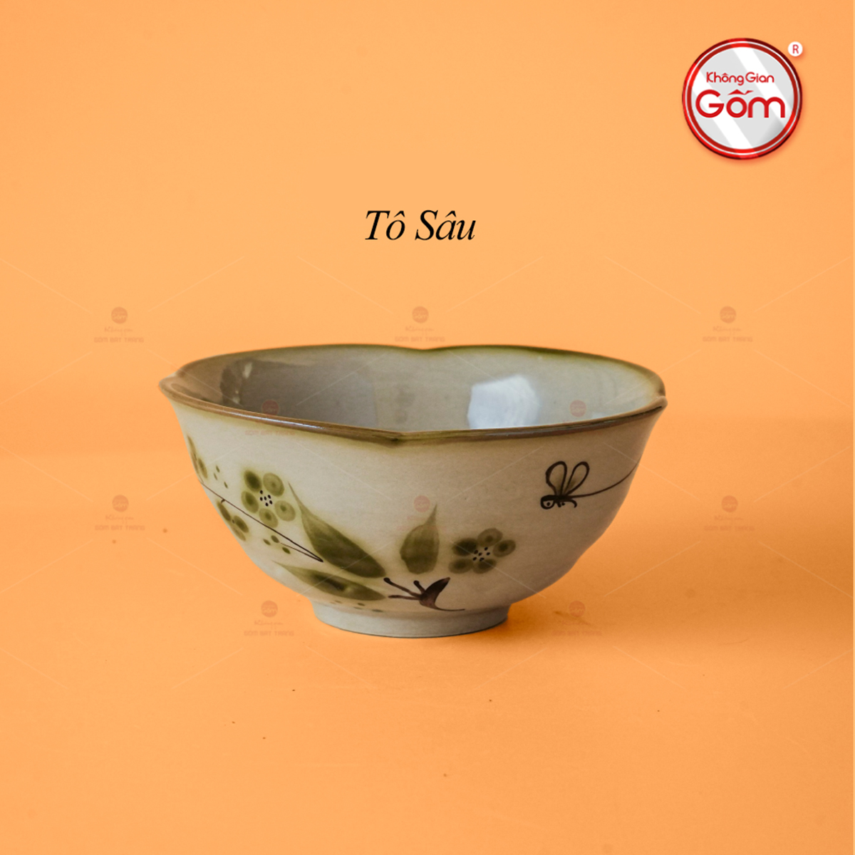 Tô Sâu Hoa Đào Chuồn Sứ Cao Cấp Bát Tràng Đẹp Bền 