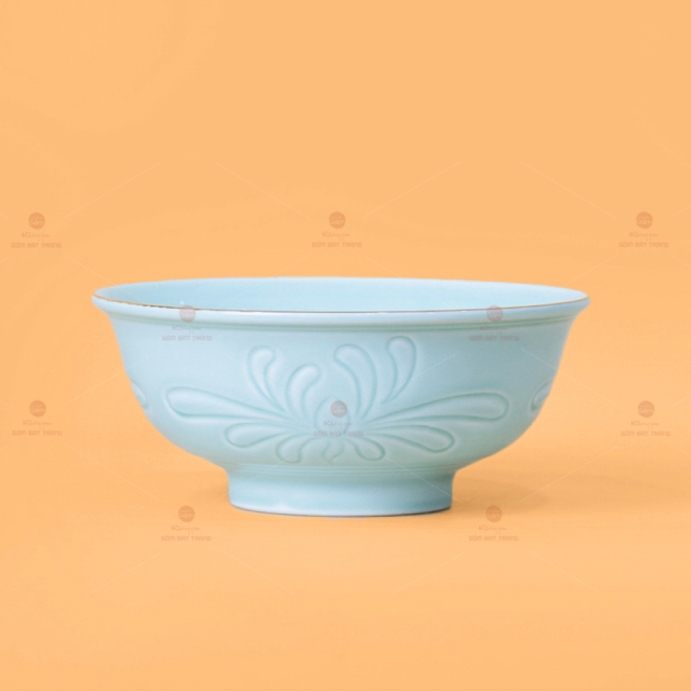 Tô Men Xanh Ngọc Vân Hoa Cúc Kẻ Nâu Gốm Sứ Cao Cấp Bát Tràng 