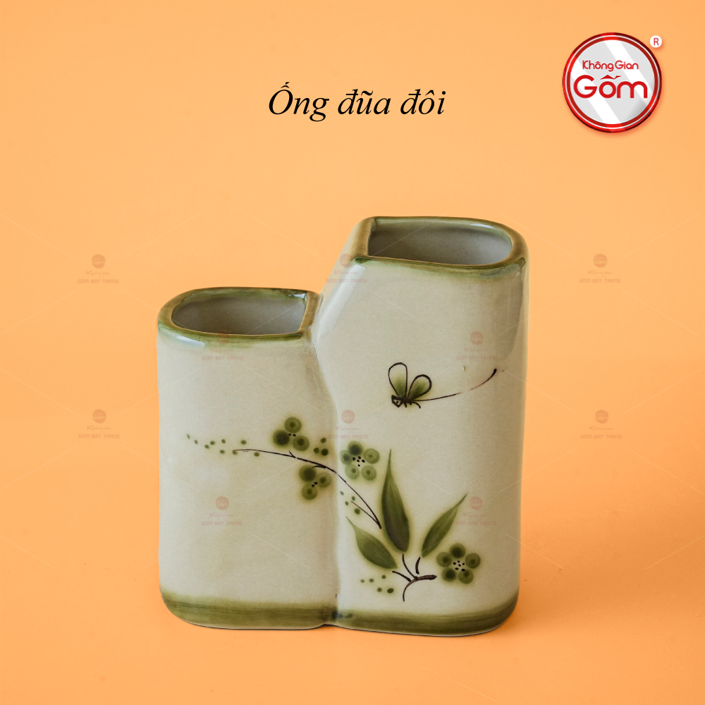 Ống Đũa Đôi Hoa Đào Chuồn Sứ Cao Cấp Bát Tràng Đẹp Sang 