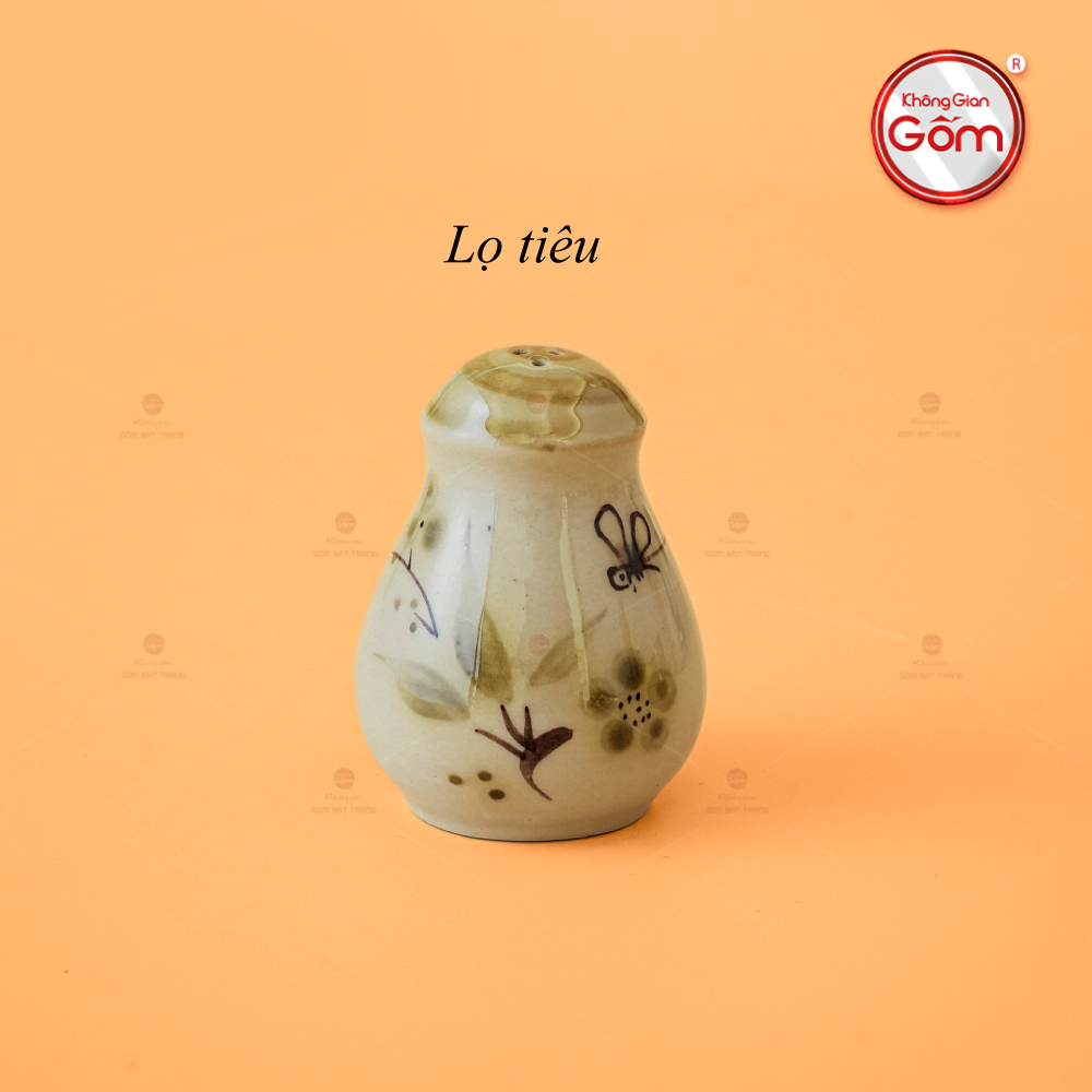 Lọ đựng tiêu gốm sứ cao cấp hoa đào chuồn đẹp quà tặng 
