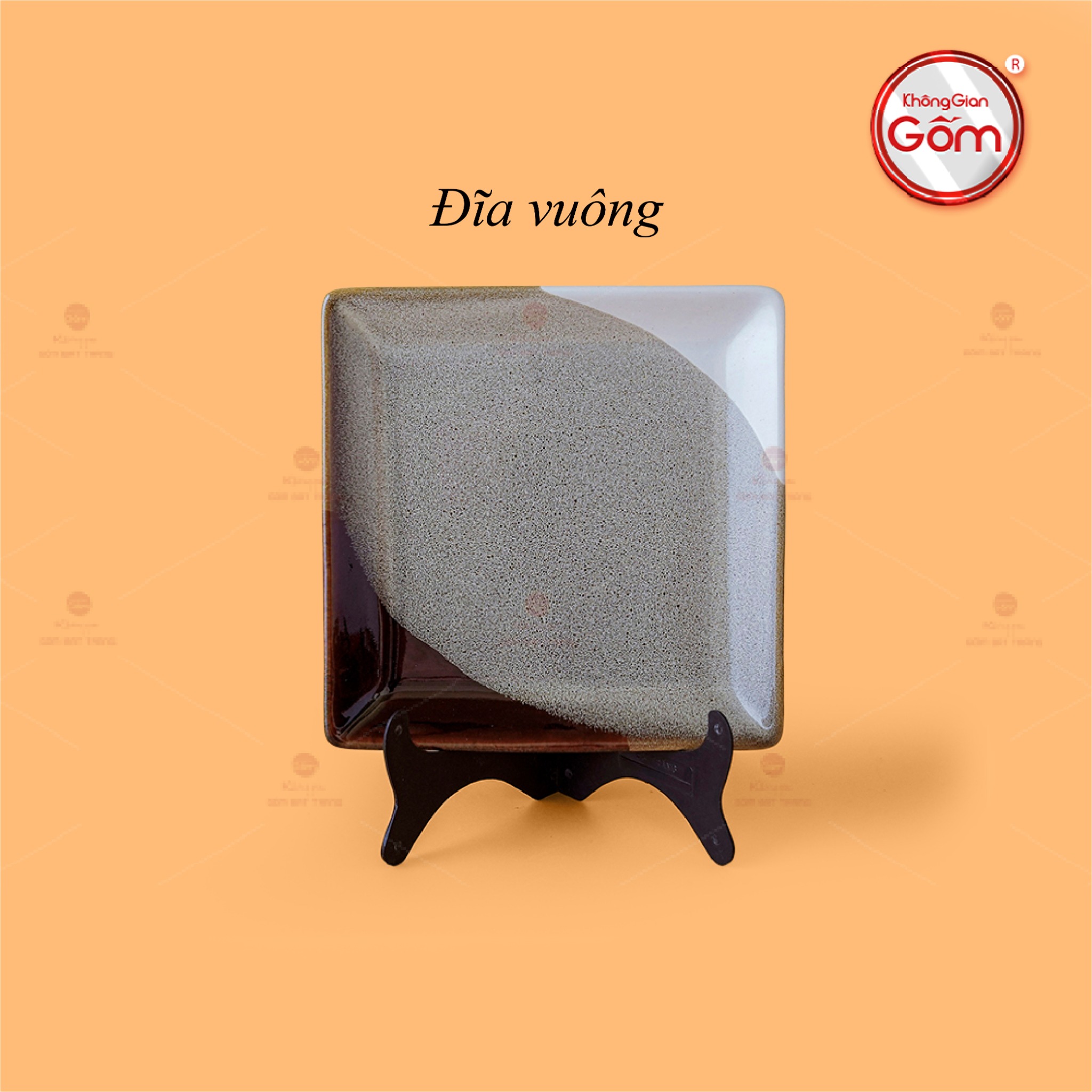 Đĩa Vuông Ba Màu Sứ Cao Cấp Bát Tràng Quà Tặng Đẹp 