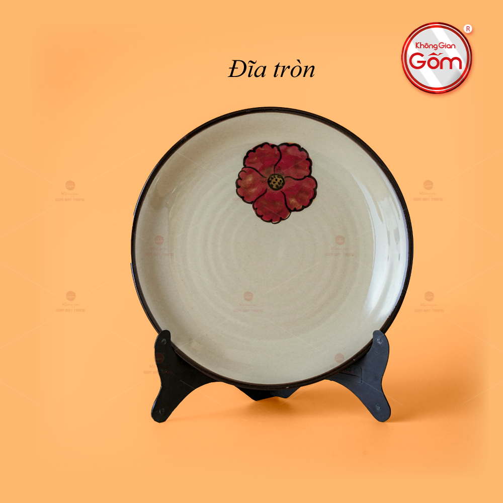 Đĩa Tròn Hoa Sứ Đỏ Trang Trí Bàn Ăn Sang Trọng Quà Tặng 