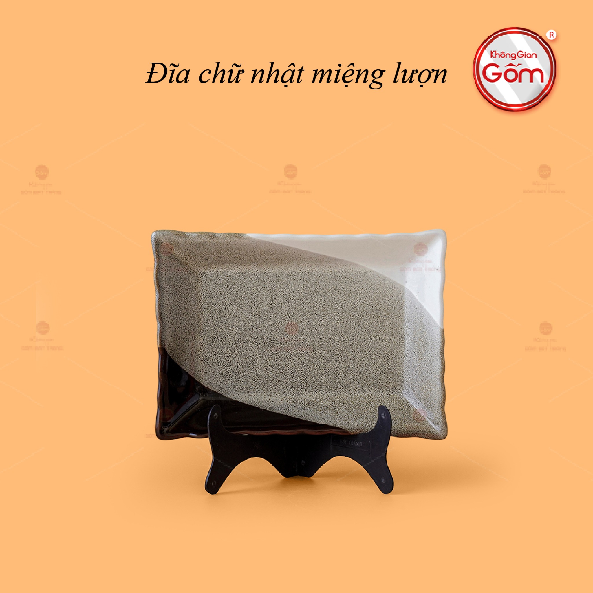 Đĩa Chữ Nhật Miệng Lượn Ba Màu Sứ Cao Cấp Trang Trí Quà Tặng 