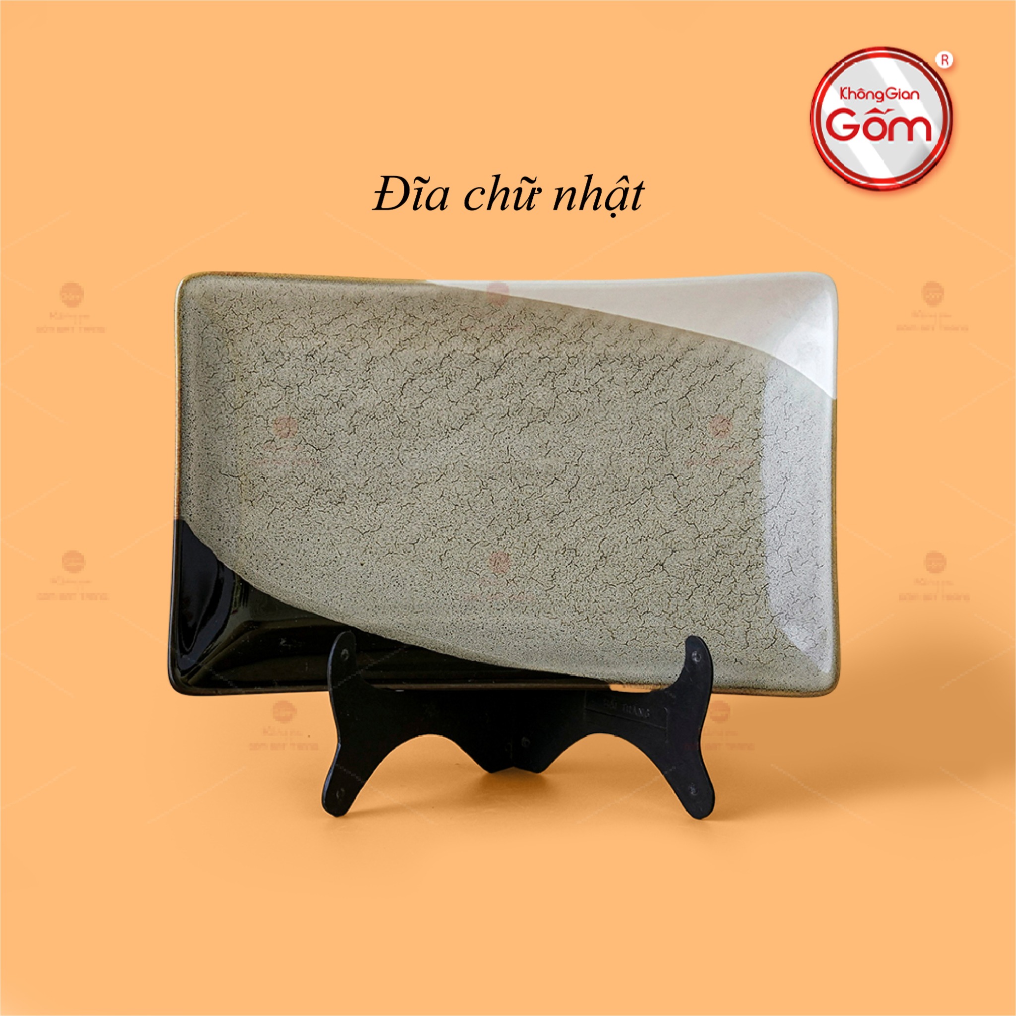 Đĩa Chữ Nhật Ba Màu Sứ Cao Cấp Bát Tràng Giá Tốt Quà Tặng 