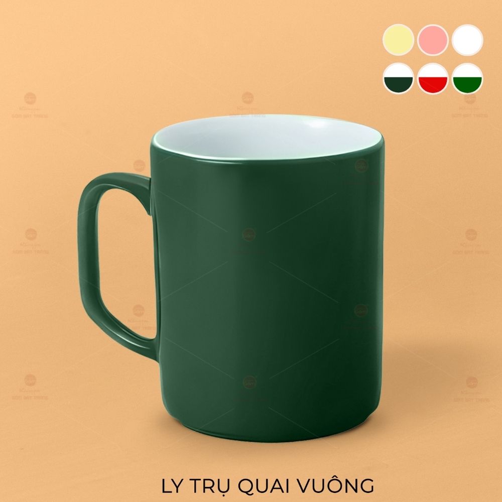 Ly Trụ Quai Vuông Sứ Cao Cấp 350ml Quà Tặng Ý Nghĩa Bền Đẹp 