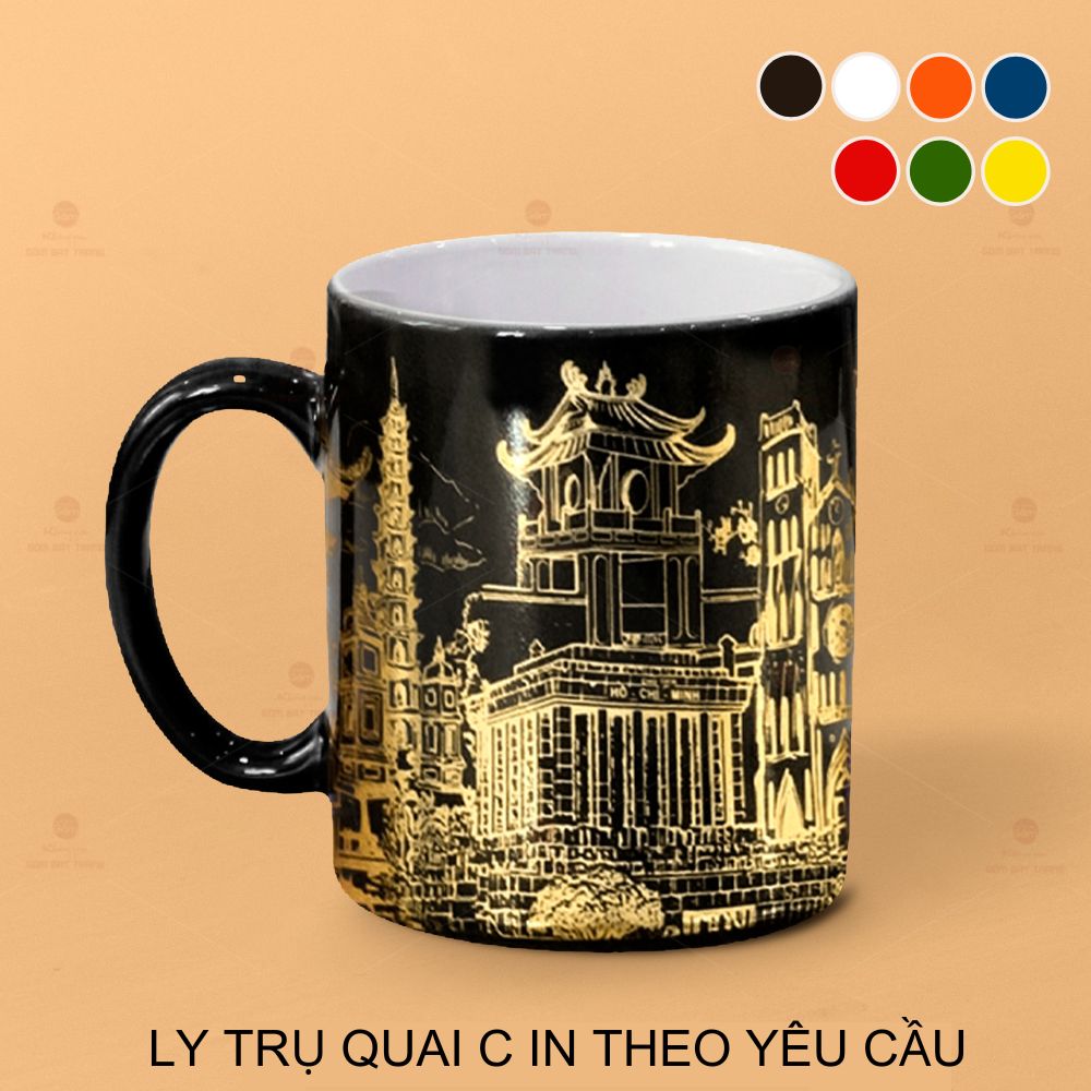 Ly Trụ Quai C Sứ Cao Cấp 350ml Quà Tặng Sang Trọng An Toàn 