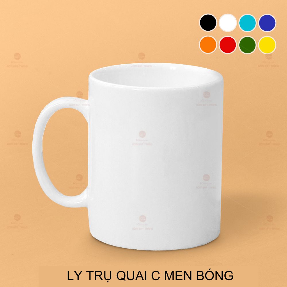 Ly Trụ Quai C Men Bóng Sứ Cao Cấp 350ml Quà Tặng Độc Đáo Bát Tràng 