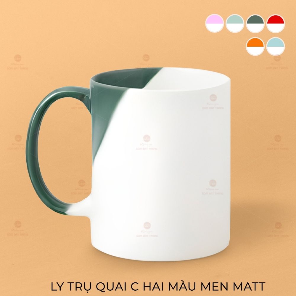 Ly Trụ Quai C Men Nhám 2 Màu Sứ Cao Cấp Quà Tặng Ý Nghĩa 