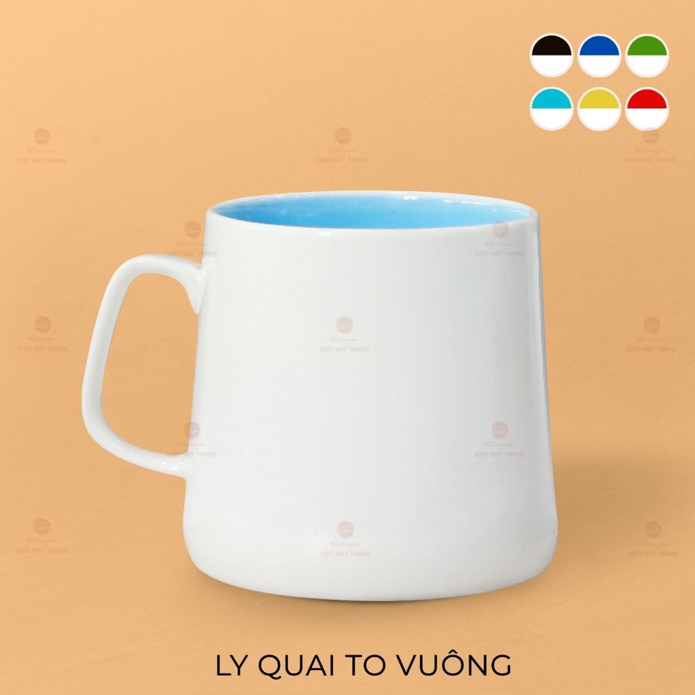 Ly Quai To Vuông Sứ Cao Cấp Bát Tràng Quà Tặng Sang Trọng 500ml 
