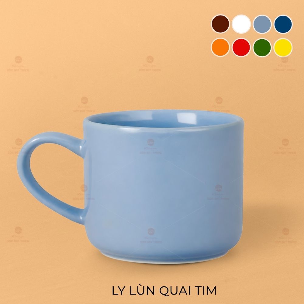 Ly Lùn Quai Tim sứ cao cấp giữ nhiệt đẹp Bát Tràng quà tặng tiện dụng 